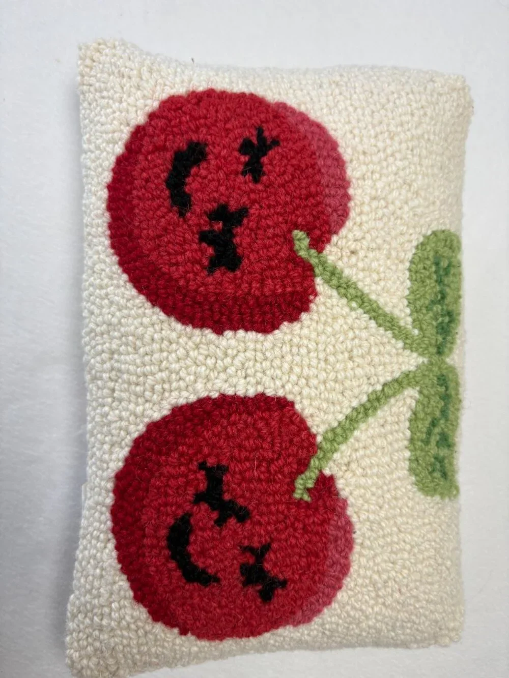 Peking Handicraft Hook Cherries Decorative Pillow - 12 x 8 inches